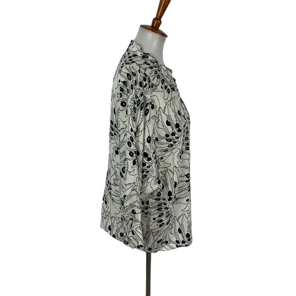 Anonyme Designers Blouse Large Black White Abstract Button Long Sleeve - Picture 3 of 6